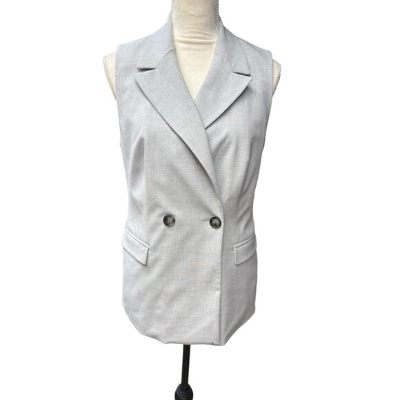 Zara Grey Double Button Collared Menswear Style Vest - Picture 2 of 10